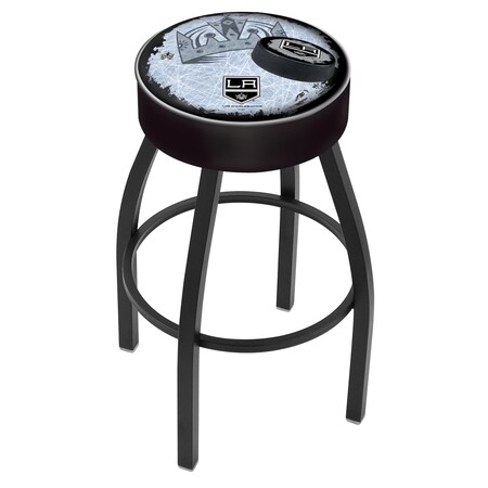Holland Bar Stool Co 30" Los Angeles Kings Cushion Seat, Blk Wrinkle Base Swivel Bar Stool L8B130LAKing-D2